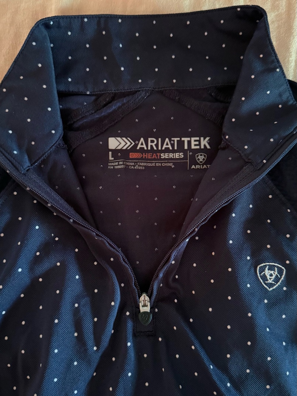 AriatTEK Heat Series - Navy Polka Dot Half-Zip - L -  NWOT